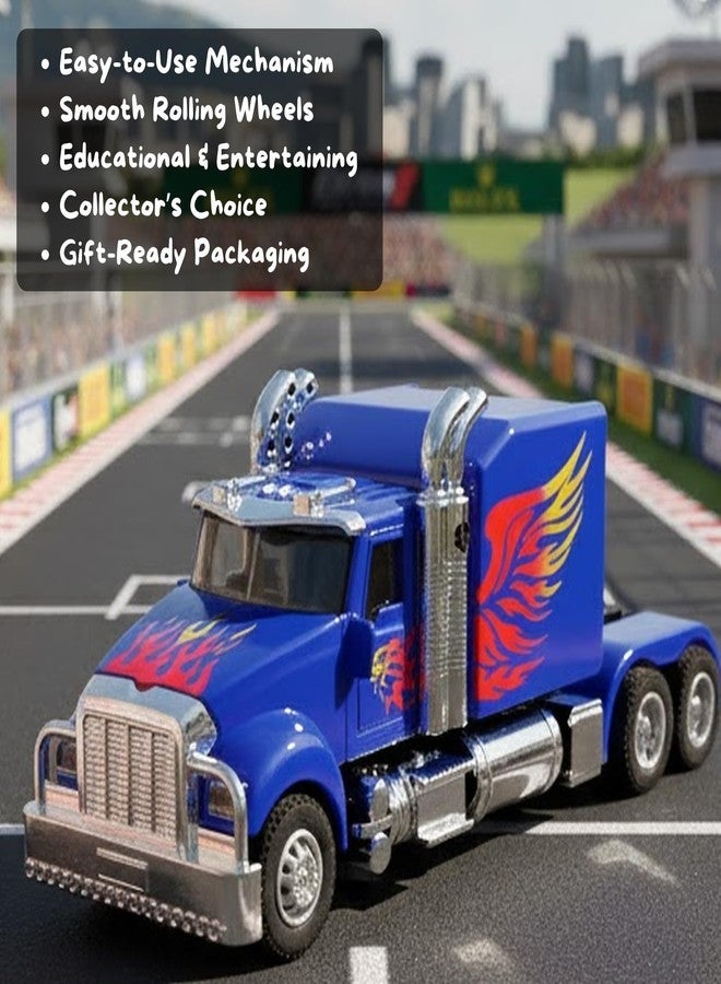 WireScorts Die Cast Truck Toy with Light & Sound, Pull Back Transport Truck, Die Cast Metal Truck for Kids, Multi Color, for Kids 3+ Years - Image 5